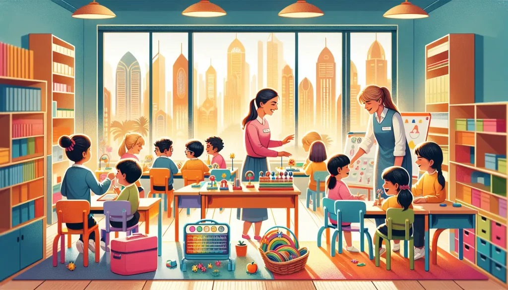 An illustration representing special needs education in Dubai, showing inclusive learning environments.